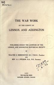 The war work of the county of Lennox and Addington