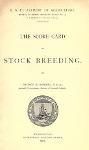 Cover of: The score card in stock breeding