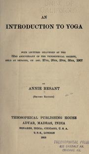 Cover of: An introduction to yoga by Annie Wood Besant