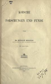 Cover of: Koische Forschungen und Funde.