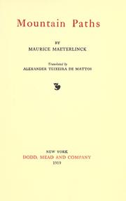 Cover of: Mountain paths by Maurice Maeterlinck