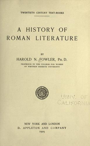 A history of Roman literature by Harold North Fowler