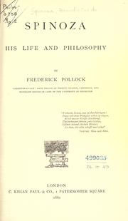 Cover of: Spinoza, his life and philosophy by Sir Frederick Pollock