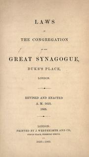 Laws of the congregation of the Great Synagogue, Duke's Place, London by Great Synagogue (London, England)
