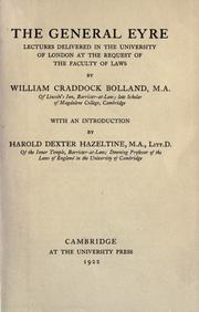Cover of: The General Eyre: lectures delivered in the University of London at the request of the Faculty of Laws