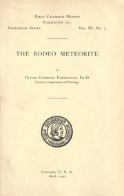 Cover of: The Rodeo meteorite by Oliver C. Farrington, Oliver C. Farrington