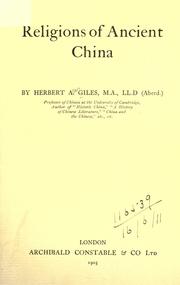 Cover of: Religions of ancient China. by Herbert Allen Giles