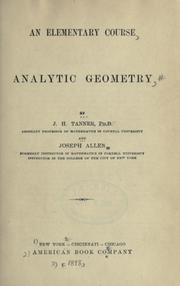 Cover of: An elementary course: analytic geometry