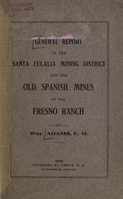 Cover of: General report on the Santa Eulalia mining district and the old Spanish mines of the Fresno ranch. by William Adams