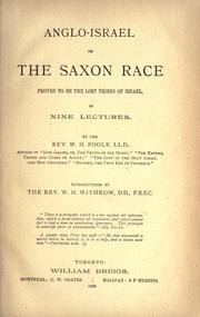 Cover of: Anglo-Israel, or, The Saxon race proved to be the lost tribes of Israel