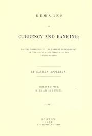 Cover of: Remarks on currency and banking: having reference to the present derangement of the circulating medium in the United States