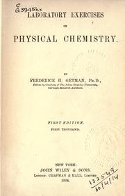 Cover of: Laboratory exercises in physical chemistry.