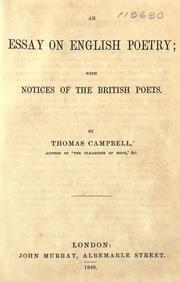 Cover of: An essay on English poetry by Thomas Campbell, Thomas Campbell