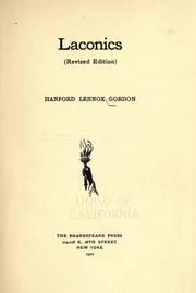 Cover of: Laconics by Hanford Lennox Gordon, Hanford Lennox Gordon