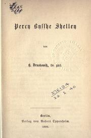 Cover of: Percy Bysshe Shelley by Helene von Druskowitz