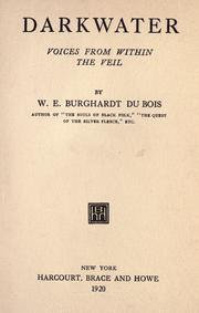 Cover of: Darkwater; voices from within the veil by W. E. B. Du Bois