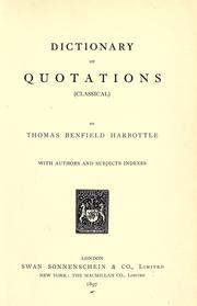 Cover of: Dictionary of quotations (classical)