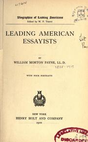 Cover of: Leading American essayists by William Morton Payne, William Morton Payne