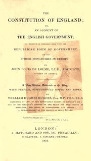 Cover of: The constitution of England by Jean Louis de Lolme