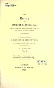 Cover of: Letters.: Edited chiefly from originals in the possession of his nephew; to which is prefixed a memoir of the author