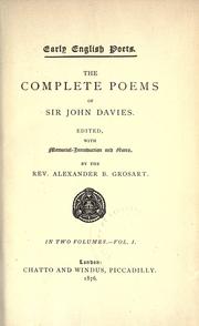 Cover of: The complete poems of Sir John Davies by Davies, John