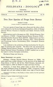 Cover of: Two new species of frogs from Borneo by Robert F. Inger