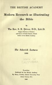 Cover of: Modern research as illustrating the Bible by S. R. Driver