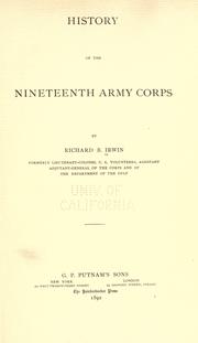 Cover of: History of the Nineteenth army corps