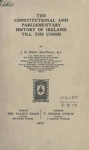 Cover of: The constitutional and parliamentary history of Ireland till the Union.