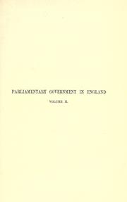 Cover of: On parliamentary government in England by Alpheus Todd