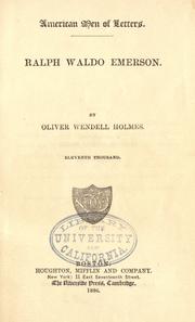 Cover of: Ralph Waldo Emerson by Oliver Wendell Holmes, Sr.