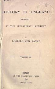 Cover of: A history of England principally in the seventeenth century. by Leopold von Ranke