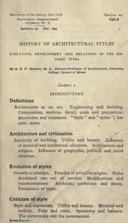 Cover of: History of architectural styles ...