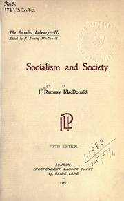 Socialism and society by James Ramsay MacDonald