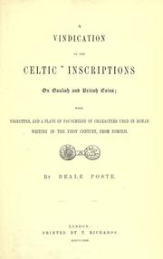 Cover of: vindication of the Celtic inscriptions on Gaulish and British coins