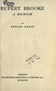 Cover of: Rupert Brooke by Marsh, Edward Howard Sir