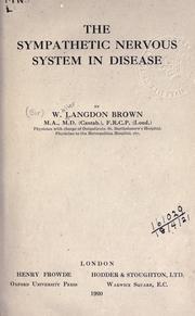 Cover of: sympathetic nervous system in disease.