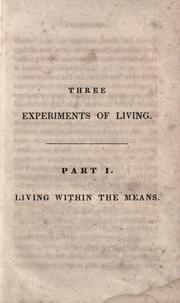 Three experiments of living by Hannah Farnham Sawyer Lee