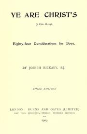 Cover of: Ye are Christ's. by Joseph Rickaby