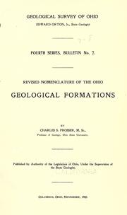 Cover of: Revised nomenclature of the Ohio geological formations by Charles Smith Prosser