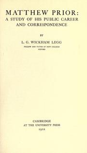 Matthew Prior by Legg, L. G. Wickham