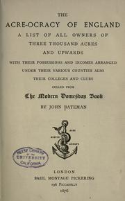 Cover of: The acre-ocracy of England by Bateman, John