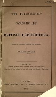 Cover of: Synonymic list of British Lepidoptera by Richard South