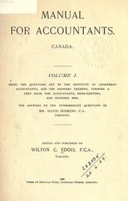 Cover of: Manual for accountants, Canada. by Wilton C. Eddis
