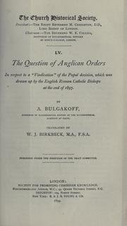 Cover of: The question of Anglican orders by Afanasii Ivanovich Bulgakov