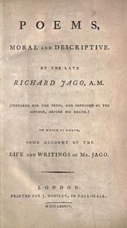 Cover of: Poems, moral and descriptive. by Richard Jago