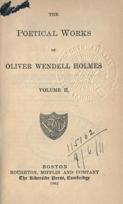 Cover of: Poetical works. by Oliver Wendell Holmes, Sr.