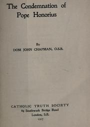 Cover of: The condemnation of Pope Honorius