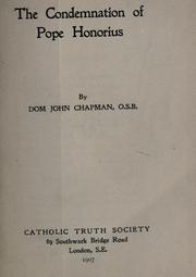 Cover of The condemnation of Pope Honorius