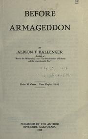 Cover of: Before Armageddon. by A. F. Ballenger
